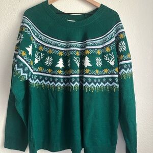 Vintage St. John's Bay Green Festive Women's Sweater